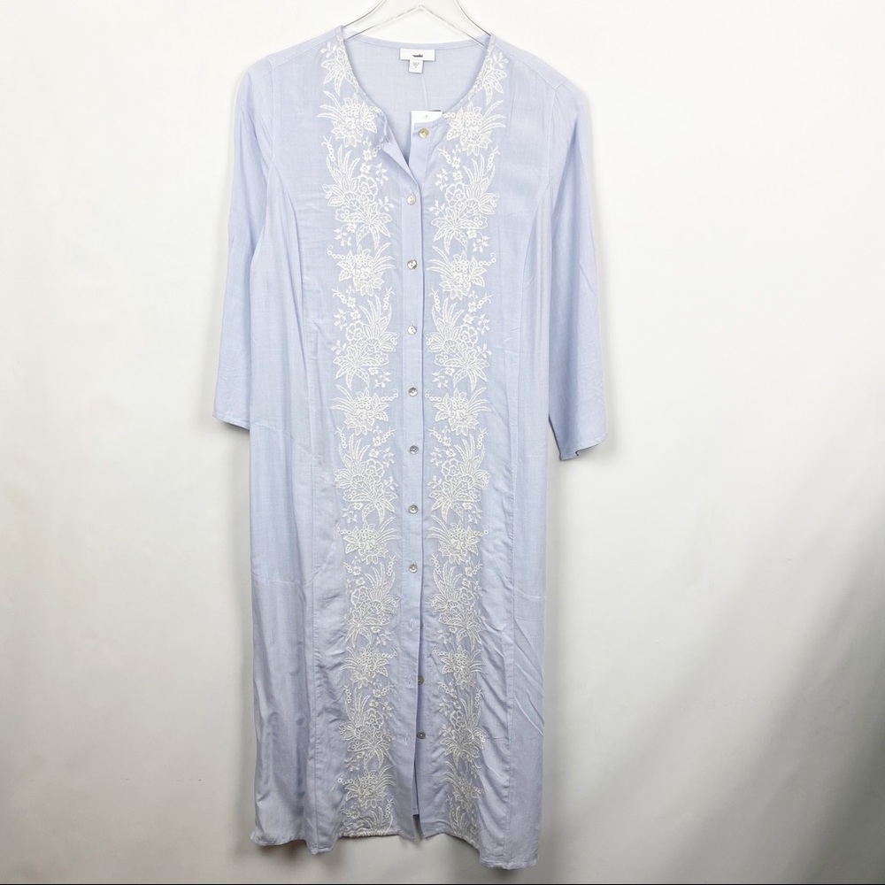 J. Jill Blue Embroidered Long Tunic Dress Small - Picture 1 of 7